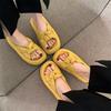 Beach Cool Slippers with Skirts 2025 Summer New Yellow Platform Sandals Women Wear One Word Internet Celebrities Super Fire
