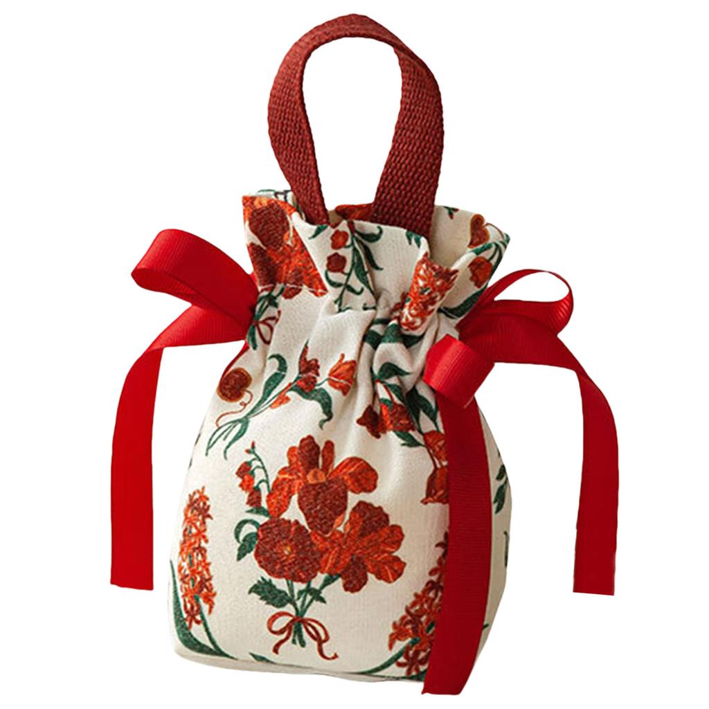 Elegant Florals Print Candy Storage Bag for Bridals Showers Birthday Parties and Holiday Celebration Sturdy Canvas