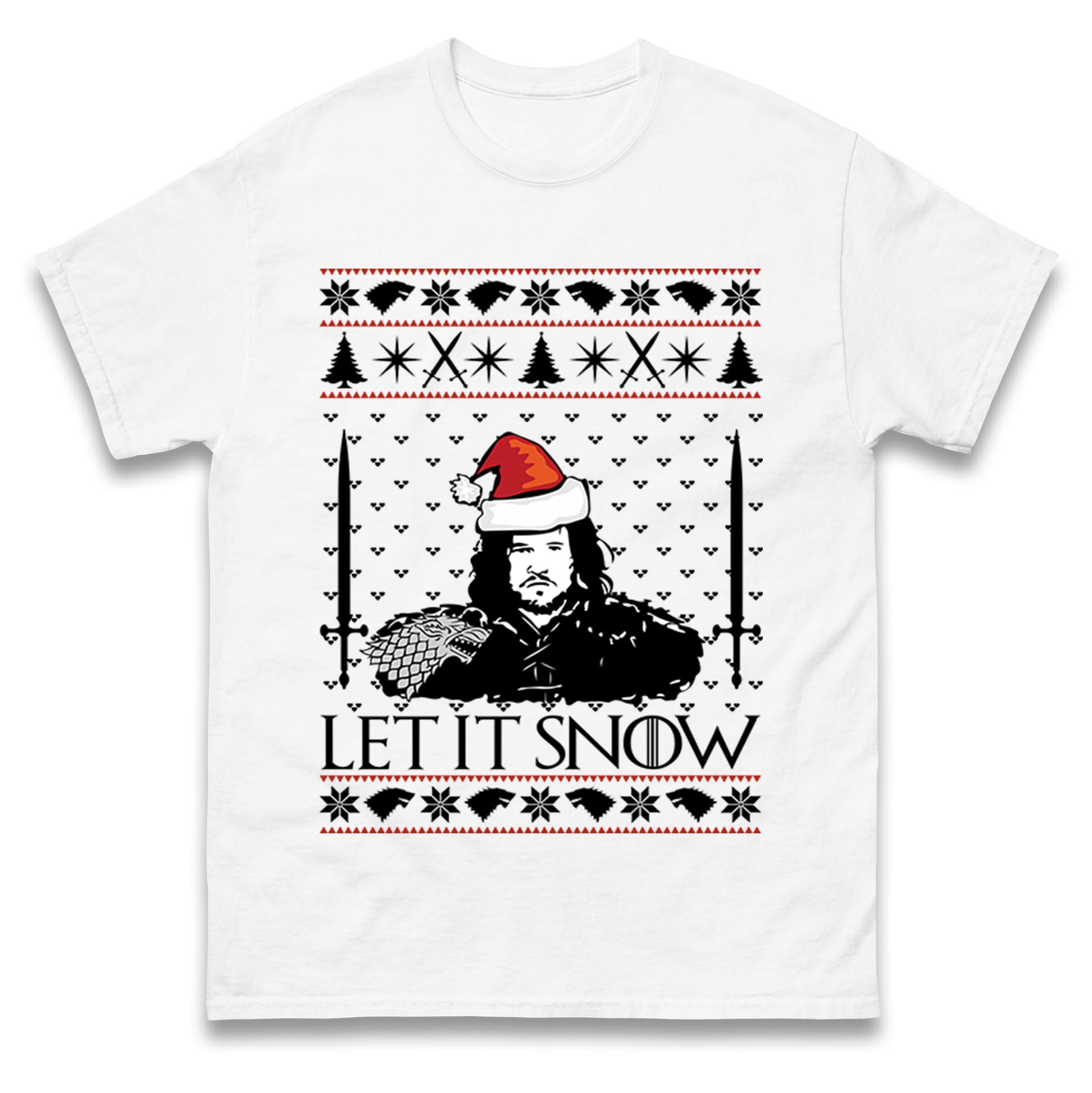 Jon Snow Let it Snow Christmas T Shirt Tshirt Mens Womens Unisex Tops Tees 3XL