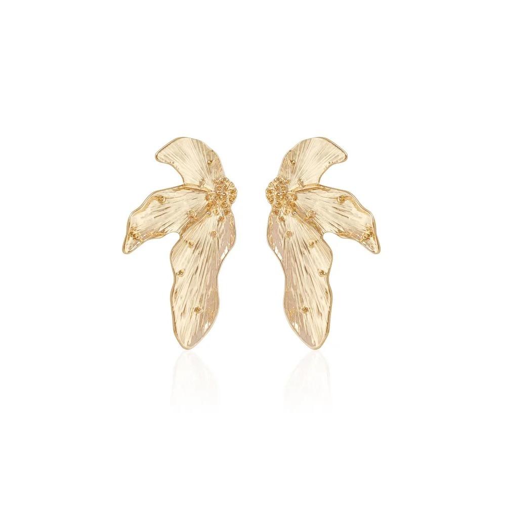 Golden Exaggerated Leaves Retro Women's Earrings Metal Geometry Party Festival Fashion Jewelry