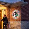 Solar Energy Garden Lights Outdoor Fence Light, Waterproof Projection Cute Snowman Xmas Patio Atmosphere Tree Decorative Metal Projector Wall