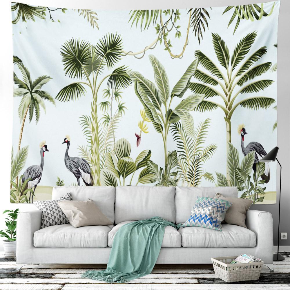 Green Plant Flower Tapestry Tropical Plant Series Hanging Landscape Flower Indoor Tapestry Room Decoration Aesthetics Bedroom