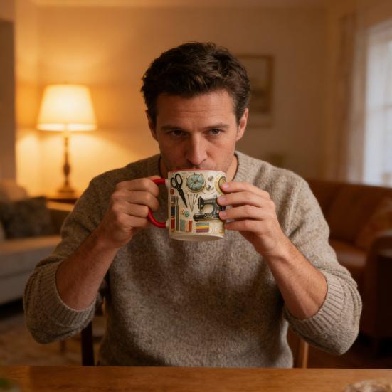 Spersonalizowany Kubek do Szycia Kubek Kawowy ze Szwami z Wzorem Maszyny do Szycia dla Kobiet Krawcowych Pikujących Rękodzielników Kreatywny Prezent dla Mamy Babci Święto