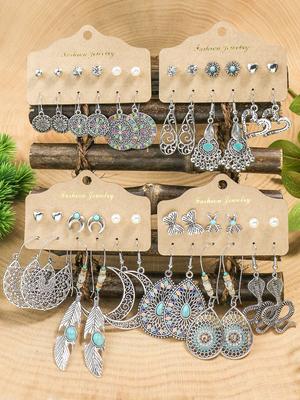 Vintage Boho Geometryczne Wiszące Kolczyki dla Kobiet Etniczne Kolczyki Wiszące Jhumka Cyrkonia Prezent Sztyfty i kolczyki zintegrowane