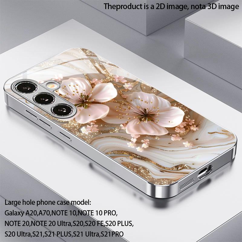 Pink Gold Pattern 2D Phone Case for Samsung S26 S25 S24 S23 S22 S21 S20 A56 A36 A16 - Glass Protective Cover
