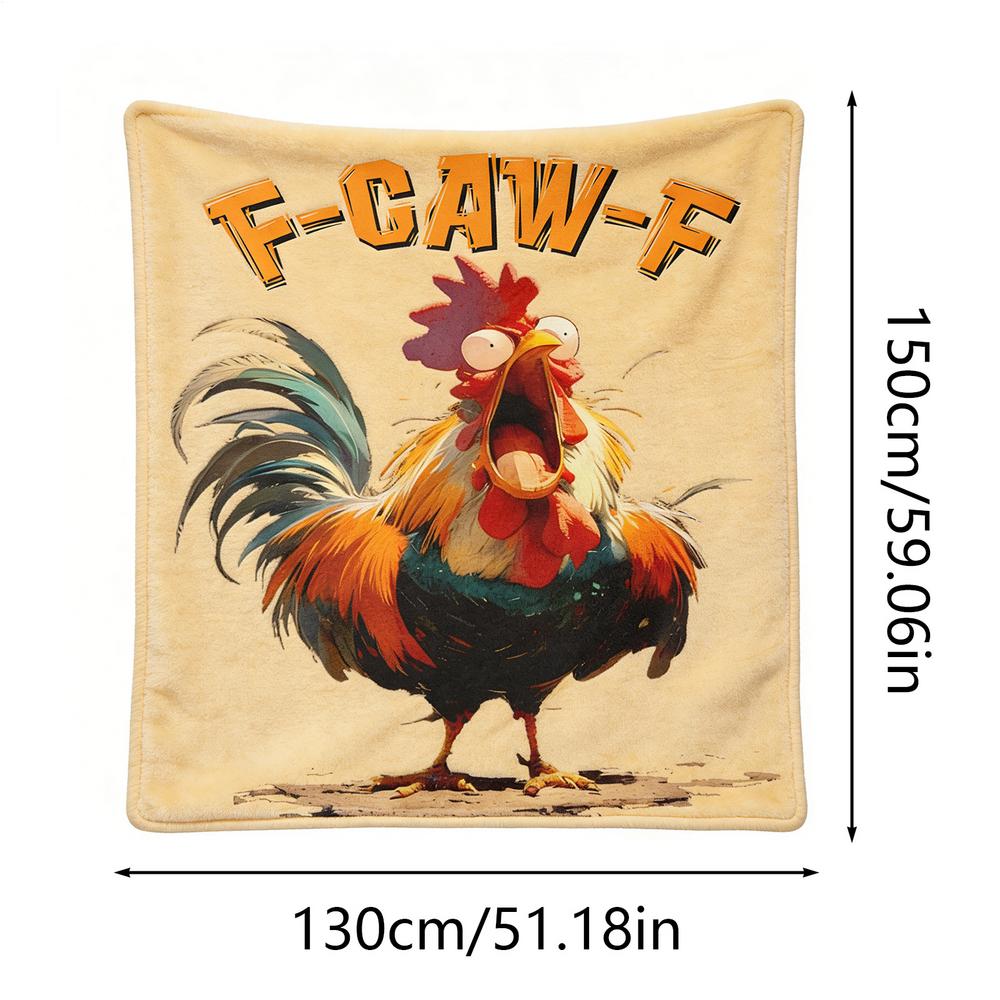 Funny F-Caw-F Chicken FCAWF Plush Blanket Novelty Velvet Throw Blanket For Home Decor Super Warm Holiday Stocking Stuffers