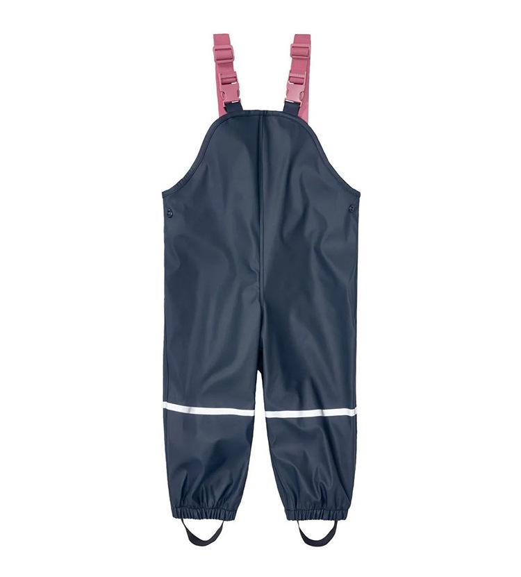 Children's Waterproof Fleece-Lined Outdoor Rain Bib Pants Jumpsuit
