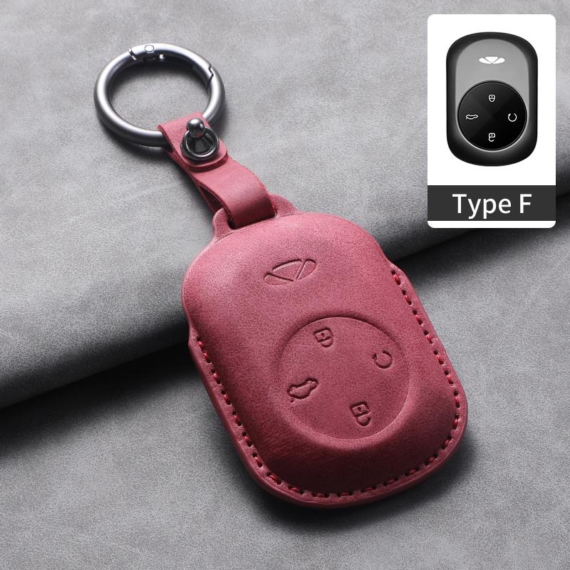 For Chery Fulwin T9 2025 Leather Car Key Bag Case Wallet Holder Key Cover Key Chains Car Accessories Key rope Keyring