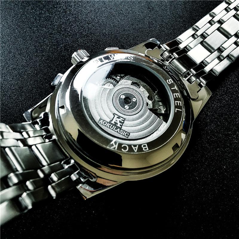 Royal Gold Skeleton Automatic Watch for Men Luxury Tourbillon Mechanical Watches Stainless Steel Strap Luminous Clock