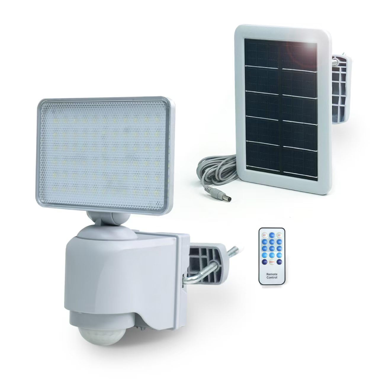 

GWSOLAR LED Motion Sensor Light, 2000 Lumens, Solar Light, Intimidation Prevention, Timed Illumination, Always-On, Night Light, and More, Remote