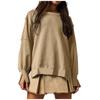 Sweatshirts For Women Oversized Long Sleeve Drop Shoulder Casual CrewNeck Split Hem Pullover Sweatshirts Tops