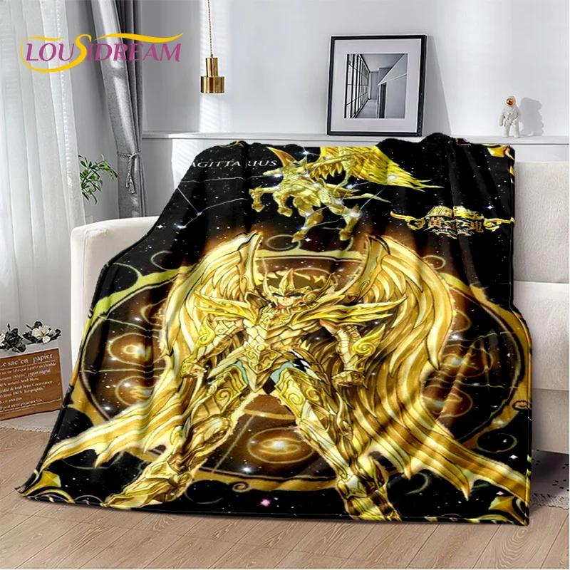 Cartoon Saint Seiya 3D Retro Soft Flannel Blanket for Beds Bedroom Sofa Picnic,Throw Blanket for Cover Outdoor Leisure Nap Gift