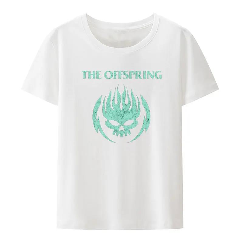 Flame Skull Head Punk Print TShirt Women And Unisex The Offspring Band Hiphop Streetwear Fashion Cool Camisetas Plus Size Tops