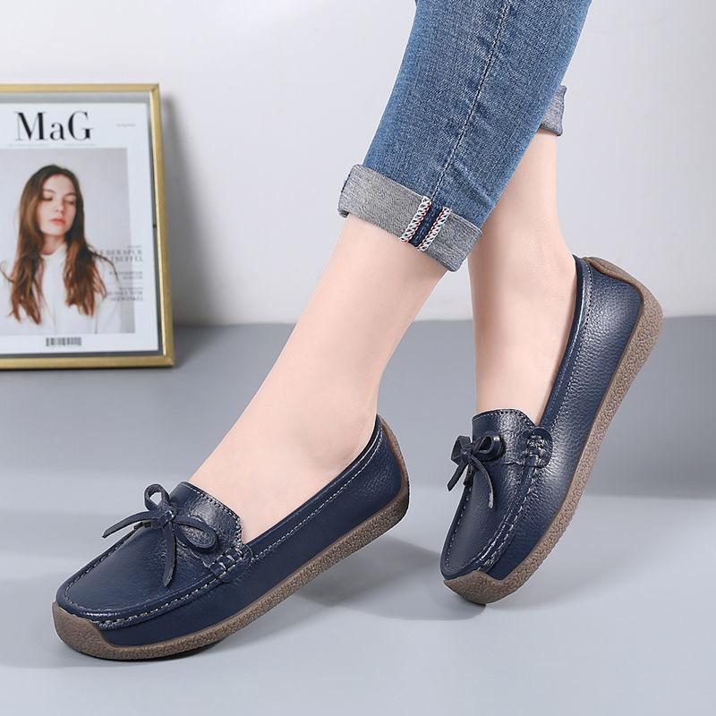 

New leather handmade Doudou snail women s shoes non-slip and wear-resistant flat-heeled comfortable loafers women s shoes 43