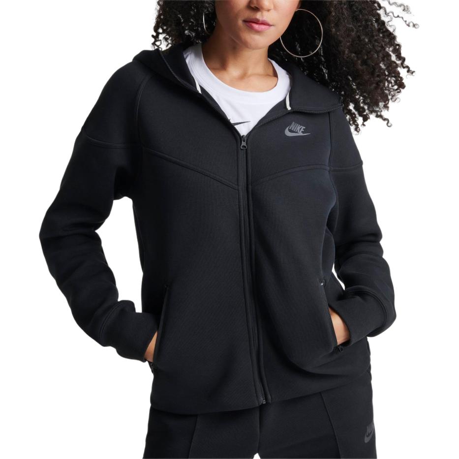 Nike Sportswear Womens Tech Fleece Windrunner Full-Zip Hoodie Black/Black Women Streetwear FB8338-010