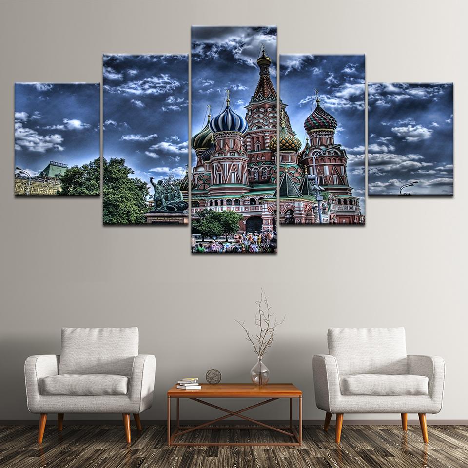 Canvas Painting St. Basil's Cathedral On Red Square Moscow  Wall Art Painting Modular Wallpapers Poster Print  Home Decor