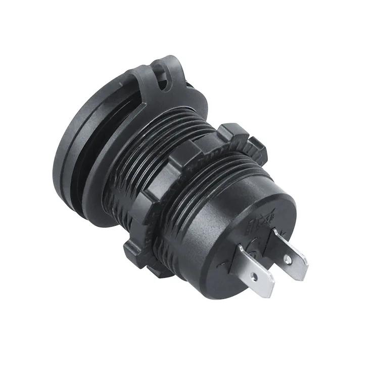 Car Charger Socket Dual Type-C & Dual USB 4Ports Fast Charging Socket Waterproof with Voltmeter 12V/24V For Car Boat Motorcycle