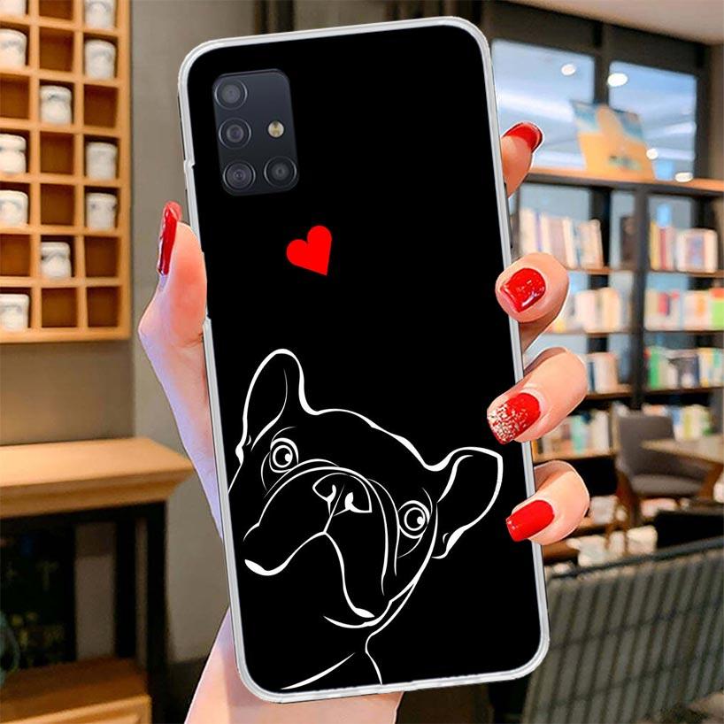 French Bulldog Black White Cover Phone Case For Samsung Galaxy A12 A22 A32 A52 A72 A02S Phone Case Note 20 Ultra 10 S10 Plus A51