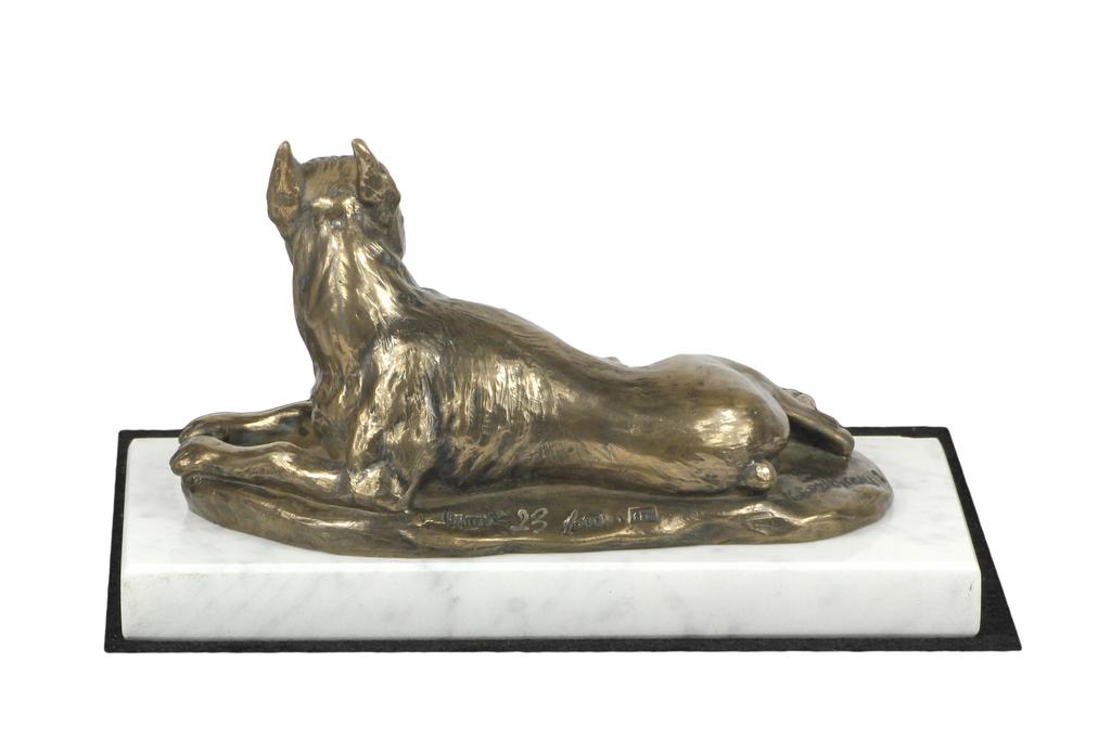 Boxer, německý boxer II. - figurka psa, socha na bílém mramoru, trofej pro výstavu psů Art-Dog
