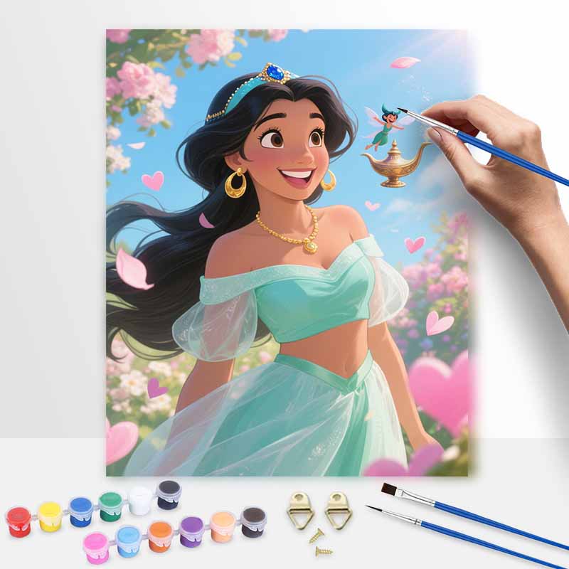 Disney Princess Magic Lamp Oil Painting Hand Painting Coloring Painting Handmade Diy Home Decoration Gift