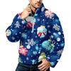 Men's Christmas Print Zip-Up Sweatshirt with Stand Collar, Plus Size Flannel Top for Fall Winter