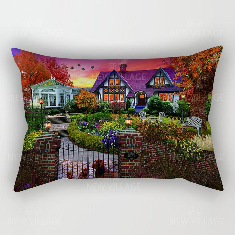 Gerahmt Zuhause Herbstdekoration Ölgemälde-Stil Kissenbezug Dekorationen Sofakissenbezug 30*50 Kissenbezug 30x50 40