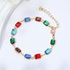 6pcs Colorful Heart Red Crystal Bracelet Women Exquisite Crystal Zircon Metal Chain Bracelets Bangles Girl Party Wedding Gifts