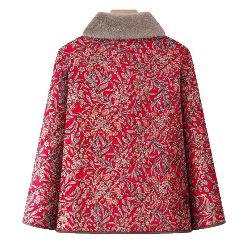 Padded jacket women's winter padded jacket thickened jacket old lady velvet warm clothes winter padded jacket