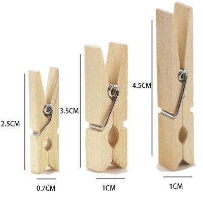 100 Natural Wood Photo Clips: Assorted Sizes for DIY Decoration, Small Wooden Clips In Natural Color