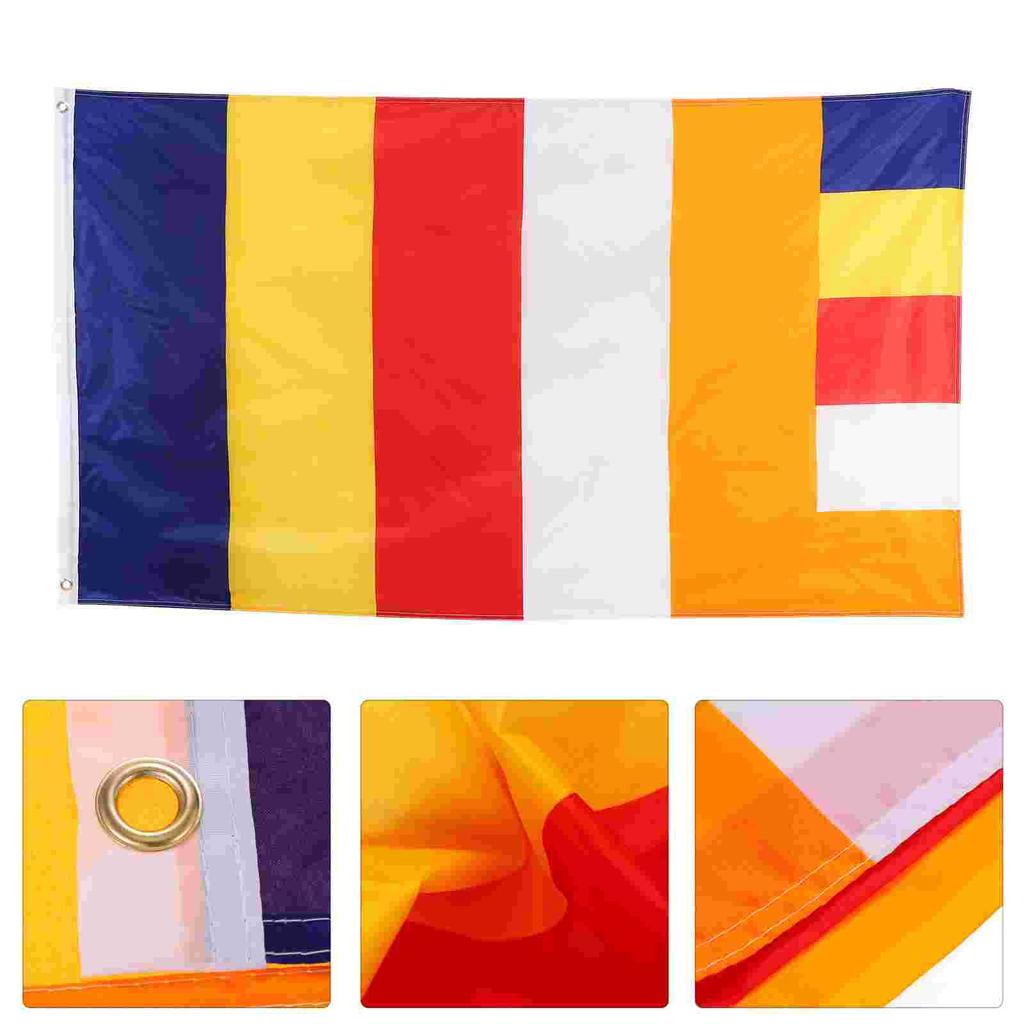 Flag Buddha Flags Banner Prayer for Outdoor Buddhism Blessing Polyester