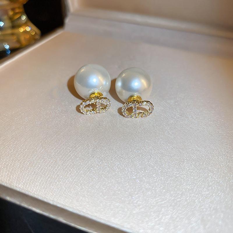 Real Gold Electroplated Silver Needle Freshwater Pearl Flower Earrings High-end Earrings French Light Luxury Elegant Earrings Women