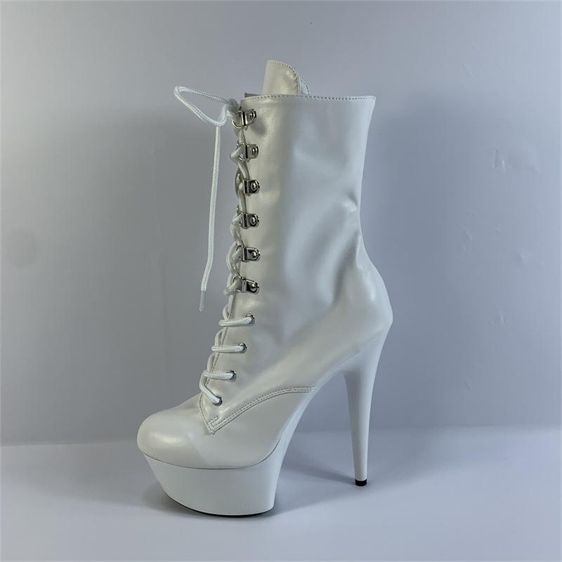 15 cm Lackleder Plateau Kniehohe Stiletto Lange Lederstiefel und Schnürung Super Langer Schaft Super Hoher Absatz Performance YKC