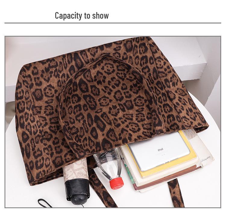 Leopard Print Large Capacity Tote Bag - Versatile Autumn/Winter Shoulder & Commuter Handbag