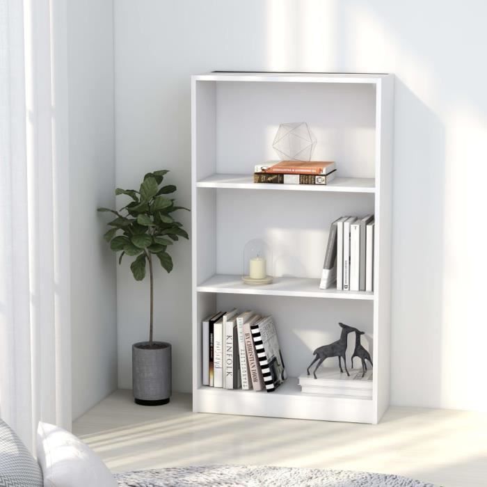 Bibliothèque - VidaXL - 800864 - 3 niveaux - Bois d'ingénierie - Blanc 60x24x109 cm