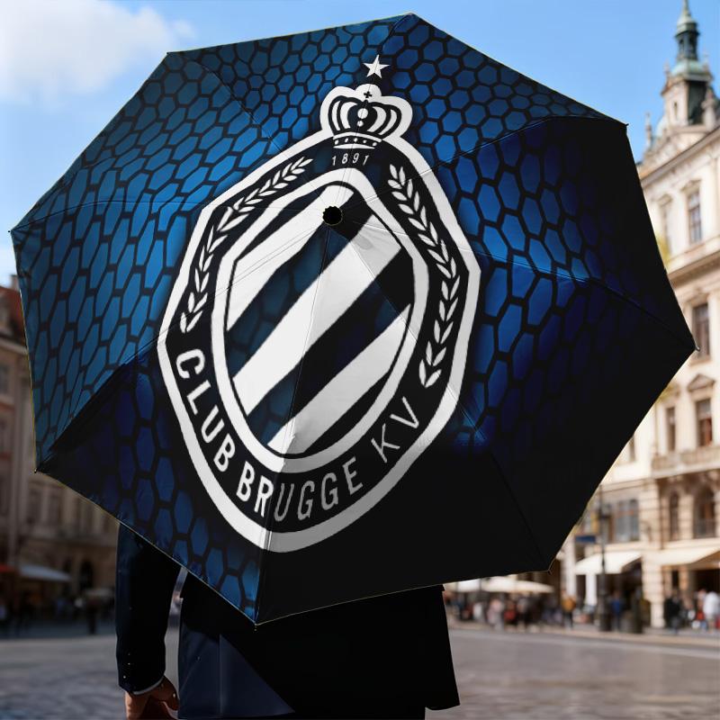 Golden Club Atletico Emblem Automatic Folding Umbrella - 8-Rib Travel Umbrella with Auto Open/Close & Portable Gifts for Holidays or Birthdays