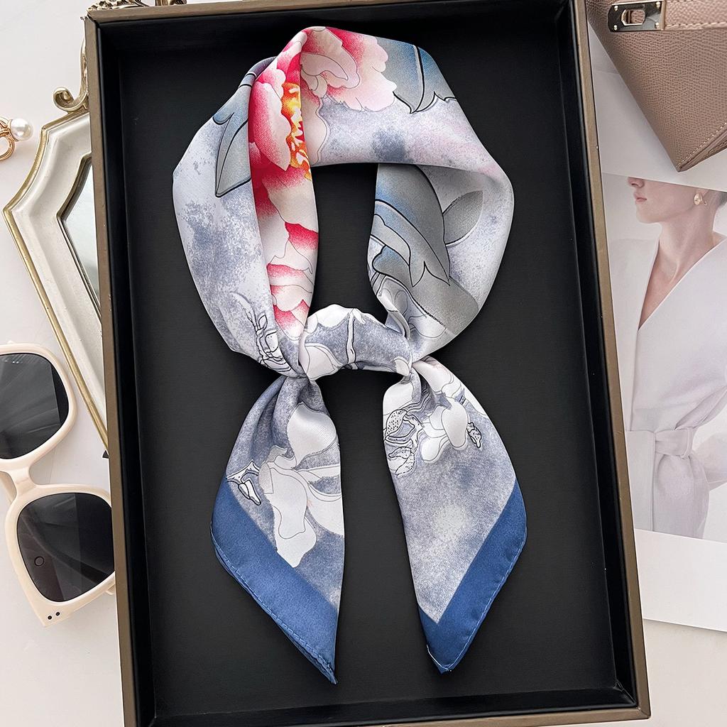 Luxury Print Square Silk Scarfs For Women Decorate Neck Ties Fashion 70*70Cm Kerchief Lady Summer Beach Hijab Female Neckerchief