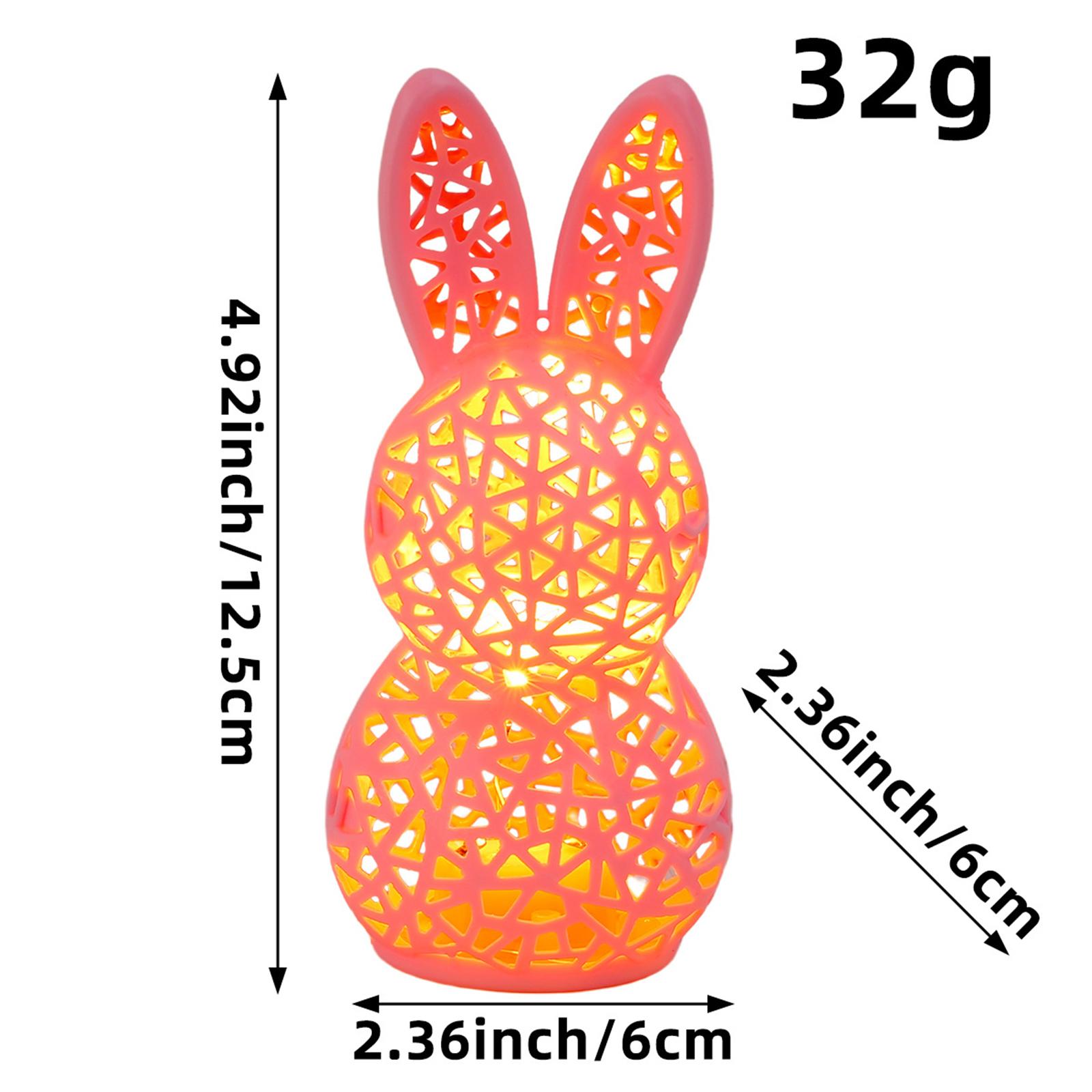 

3D Printed Lighted Hollow Out Bunny Figurine Easter Portable Animal Nightlight Easter Gifts for Kids Spring Indoor Home Decor розовый