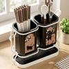 Cute Cat Kitchen Storage Basket Standing Durable Cutlery Holder Organizer No-drill Utensil Drying Rack Household