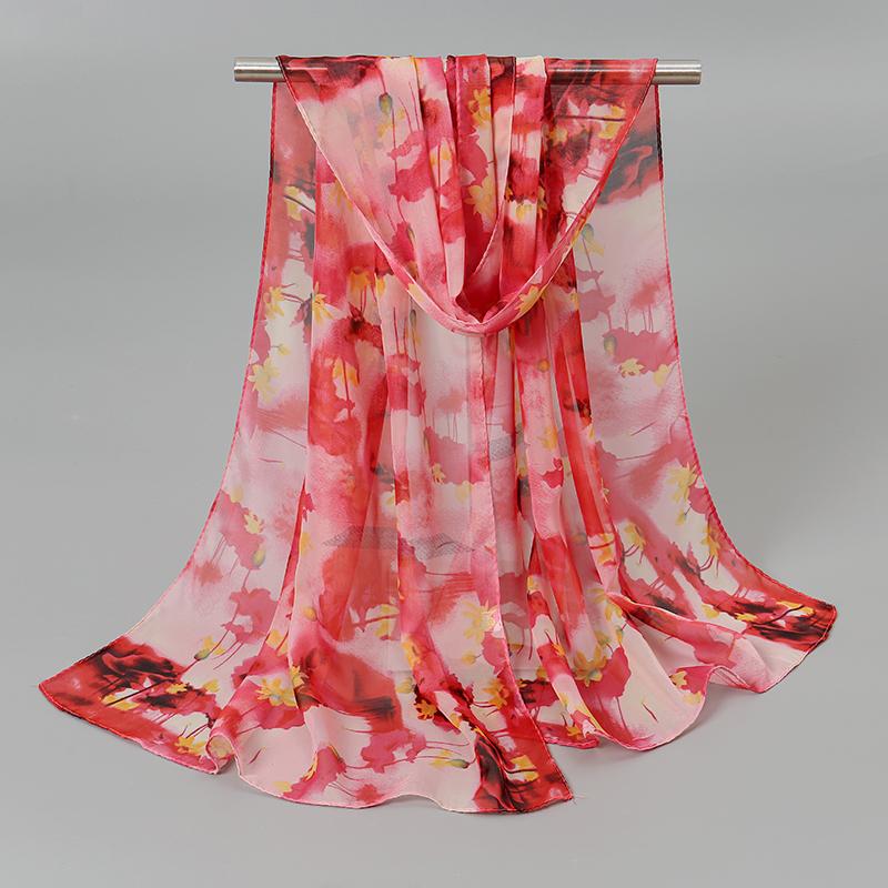 150*50cm New Floral Printed Scarf Women Long Shawl Spring Thin Georgette Hijab Beautiful Flower Pareos Beach Sunscreen Shawl