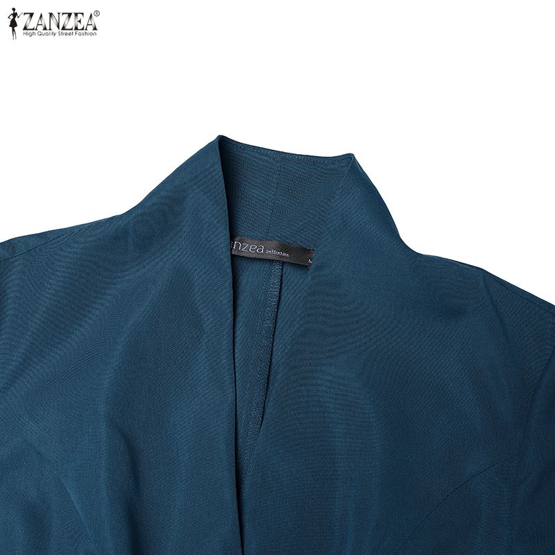 ZANZEA Abito Lungo Elegante da Donna Casual con Scollo a V a Maniche Corte e Linea ad A