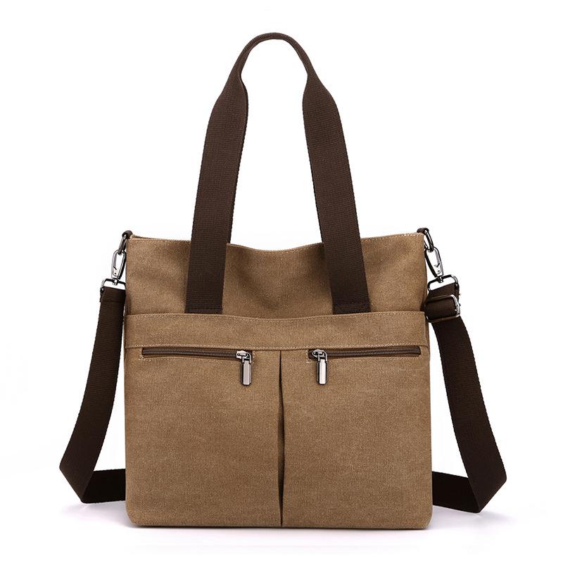 

Shoulder Bag Women S Bag Trendy Versatile Simple Fashion Large Capacity Hand-Held Crossbody Canvas Bag темно-коричневого кольору