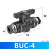 BUC 4mm 6mm 8mm 10mm 12mm 14mm 16mm Connettore Rapido Pneumatico a Innesto Manuale Valvola a Rotazione Interruttore Manuale Limitatore di Corrente