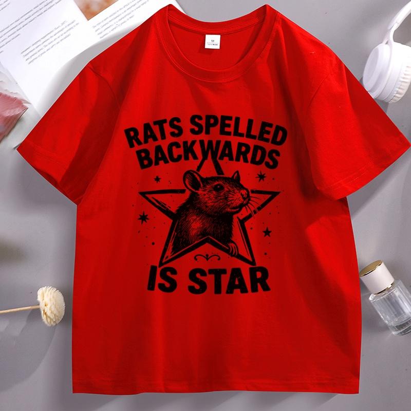 Rats Spelled Backwards Is Star Tshirt Unisex Funny Rat Tshirt Cotton Short Sleeve Animal T Shirt Printed Graphic Tees