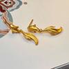 Classic antique gold crafts hollow out koi goldfish earrings for women new in Chinese style exquisite earring banquet