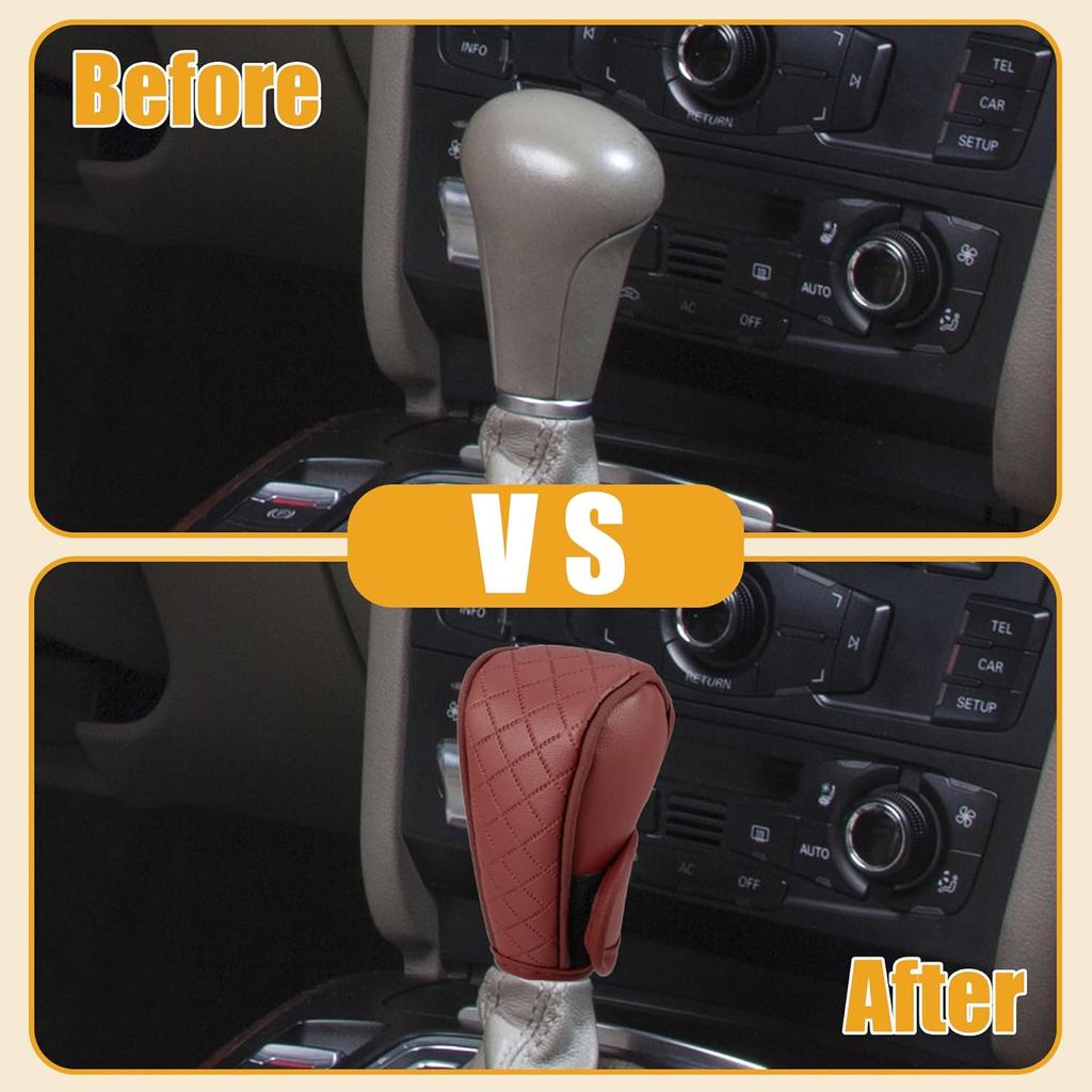 1 Pc Universal Car Shift Knob Cover - Automatic Car Knob Gear Sticky Protector Decorative - Faux Leather Wine Red