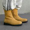 Мужская мода в английском стиле высокие челси ботинки из коровьей замши кожаные туфли вечеринка ночной клуб ковбойские ботинки на платформе длинные мотоциклетные боты