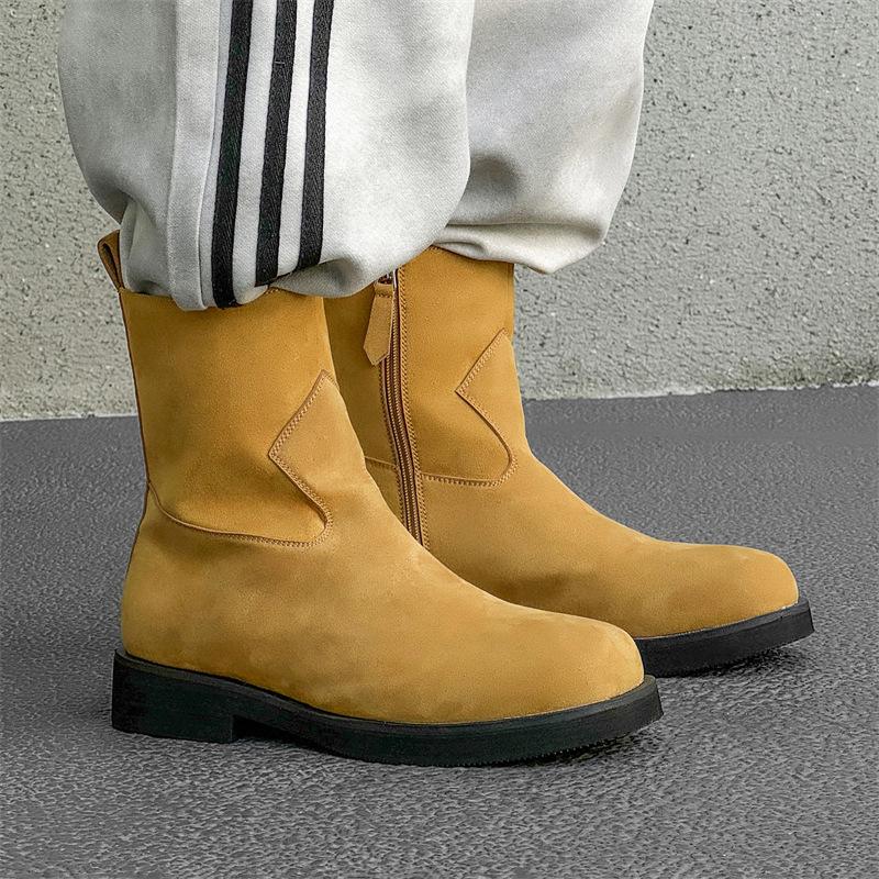 

Минималистичные ботинки Tide Round Head Flat Bottom Zhongtong, универсальные короткие ботинки Chelsea, ботинки Smoke 10311 Beige-J 38 бежевый