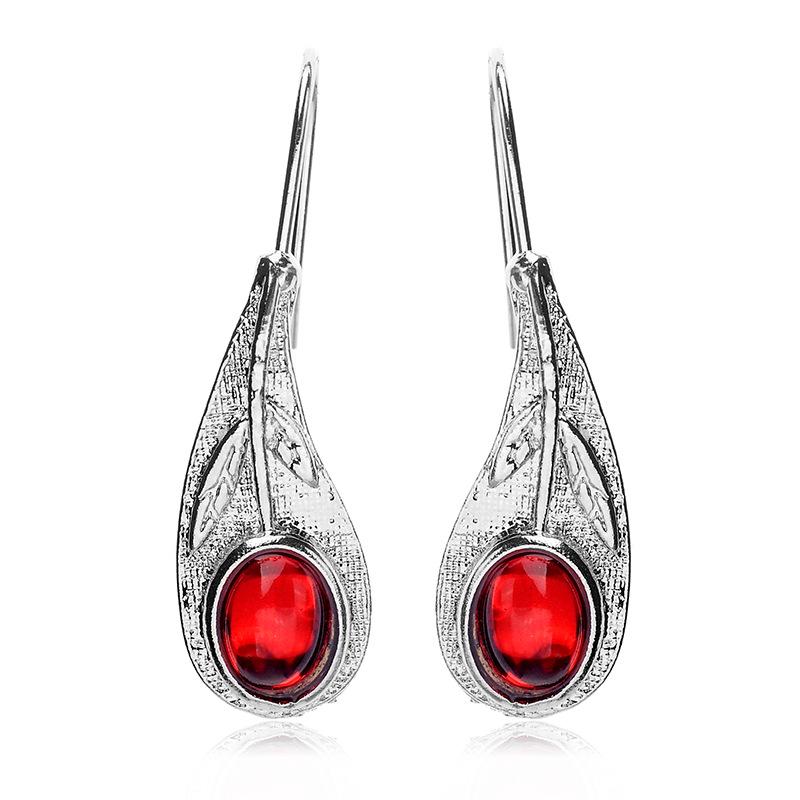 Retro Leaf Gem Water Drop Stud Earrings