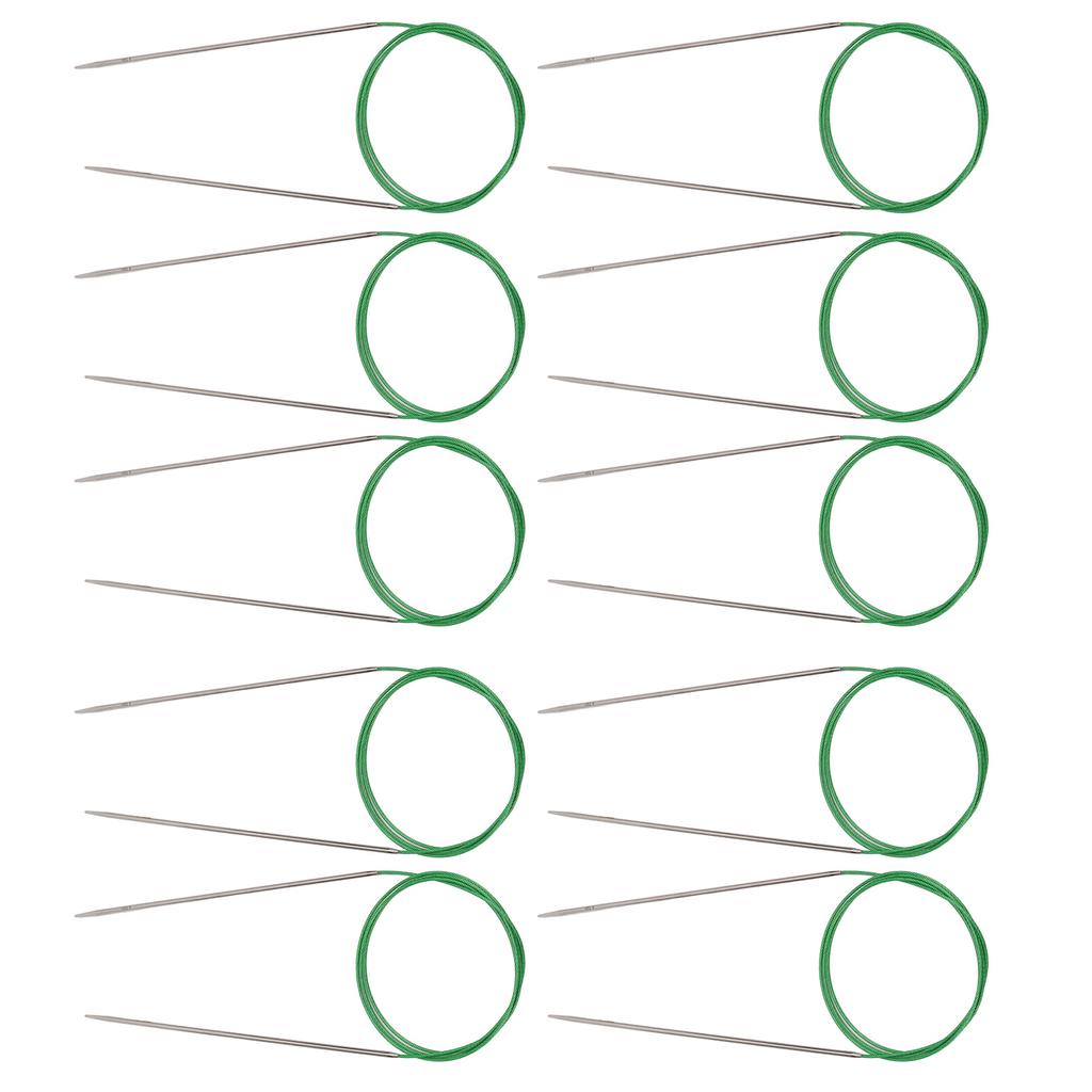 10 Peças Agulha de Tricô Circular Multiuso 100cm 39in Comprimento Anel Aço Inoxidável Fio de Suéter Conjunto de Agulhas de Argola