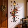 Romantic Red Rose Butterfly Street Lamp Wall Sticker Creative Self Adhesive Waterproof Home Decor